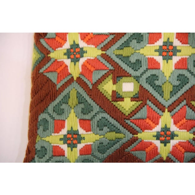 Vintage Hand-Embroidered Sofa Cushion For Sale - Image 3 of 5