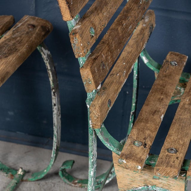 Antique 19th Century Victorian Wrought Iron & Wood Garden Seats, 1890, Set of 4 For Sale - Image 6 of 18