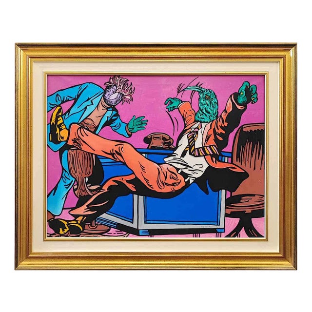 Max Hamlet, Struggle of Opposers, 1986, Acrylic on Canvas, Framed For Sale