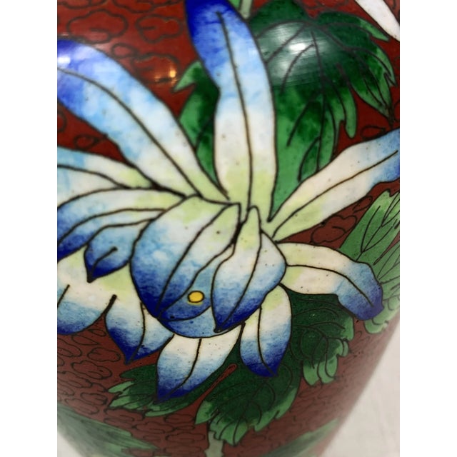 Metal Vintage Cloisonne Vase on Stand For Sale - Image 7 of 11