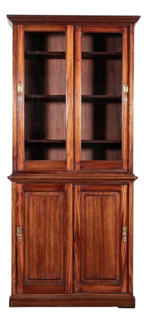 Antique English Mahogany Glazed Bookcase, 1880