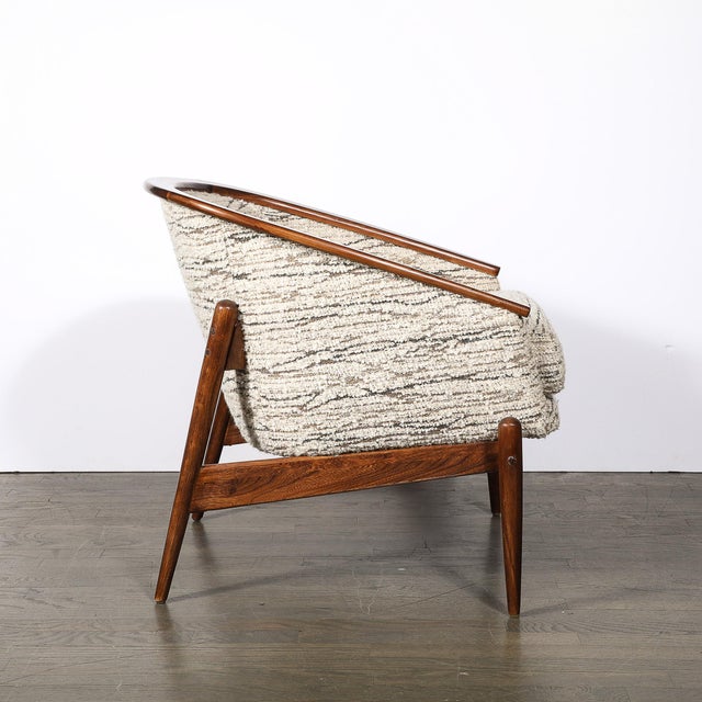Mid-Century Modernist Tub Back Club Chair W/ Walnut Tapered Sculptural Supports For Sale - Image 9 of 17