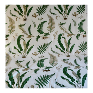 Scalamadre Elise De Wolf Design Chintz Ferns on White Fabric- 3.67 Yards