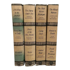 Vintage 1978 Beige & Black Detective/Mystery Novels- Set of 4