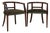 Petite Scale Mid-Century Italian Walnut Horseshoe Rail Back Armchairs - A Pair For Sale