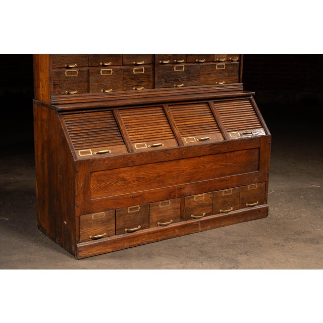 Brown Early 20th Century Oak Parts Cabinet by W. C. Heller For Sale - Image 8 of 16