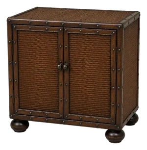 Vintage Ralph Lauren Style Woven Cabinet With Saddle Leather Trim