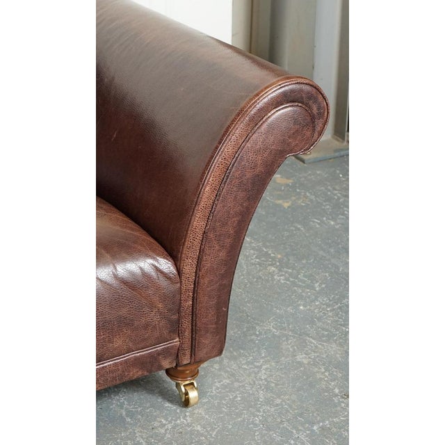 Animal Skin Fishpools Heritage Brown Leather Sofa For Sale - Image 7 of 18