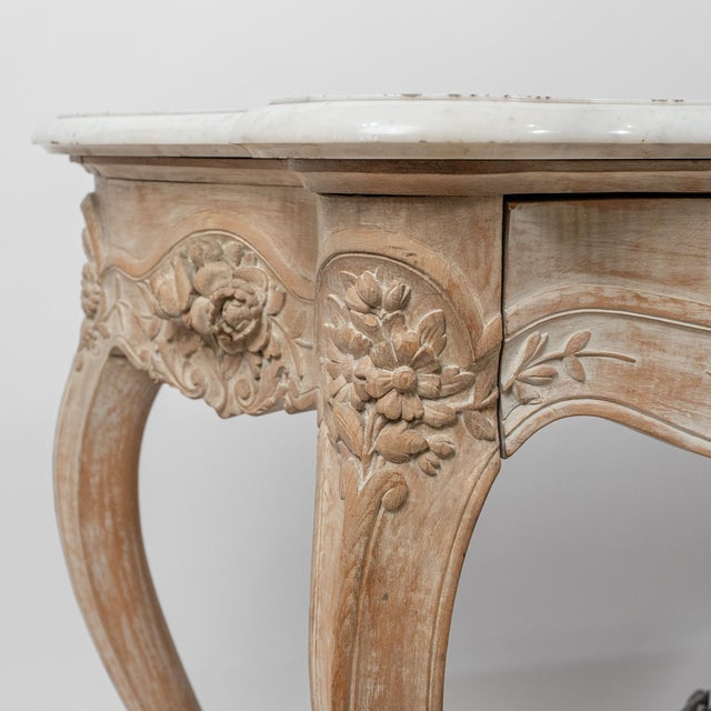 Mid 18th Century 18th Century Gustavian Hand-Carved Marble-Top Console Table For Sale - Image 5 of 14