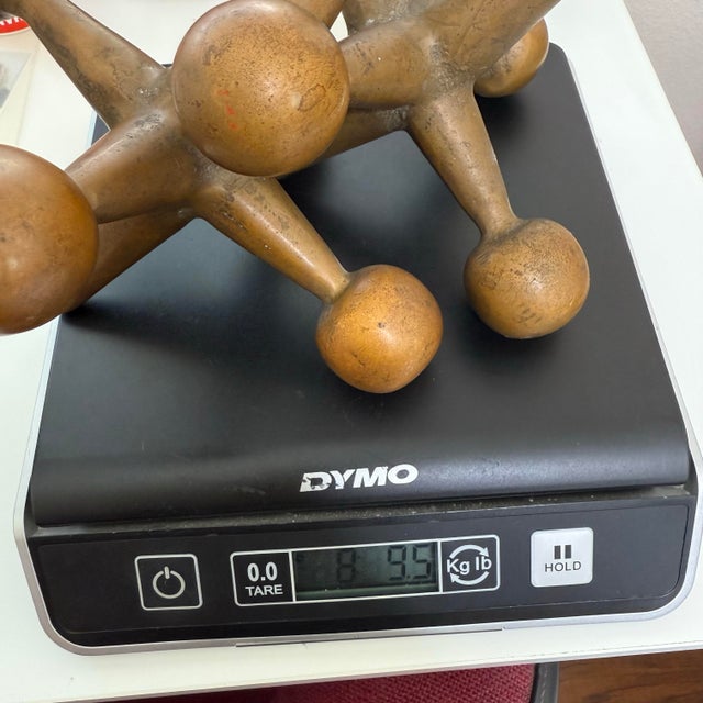 Metal 2 1960s Mid Century Modern Jax Jacks Brass Metal Sculpture Bookends MCM For Sale - Image 7 of 8