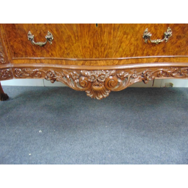 English Chippendale Carved Burlwood Sideboard For Sale - Image 10 of 11