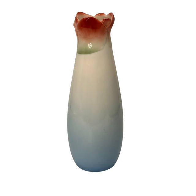 Art Nouveau Vintage Franz Collection Porcelain Tulip Vase Hand Painted For Sale - Image 3 of 8