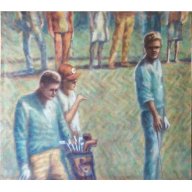Wayne Timm : Large Vintage Painting Titled: Goodbye Arnie,1968 For Sale - Image 12 of 12