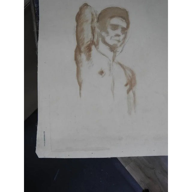 Textile Robert Whitmore Oil Painting Titled Male Portrait For Sale - Image 7 of 8