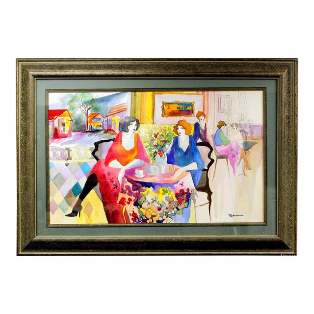 Late 20th Century Original Watercolor - "The Conversation" by Patricia Govezensky For Sale