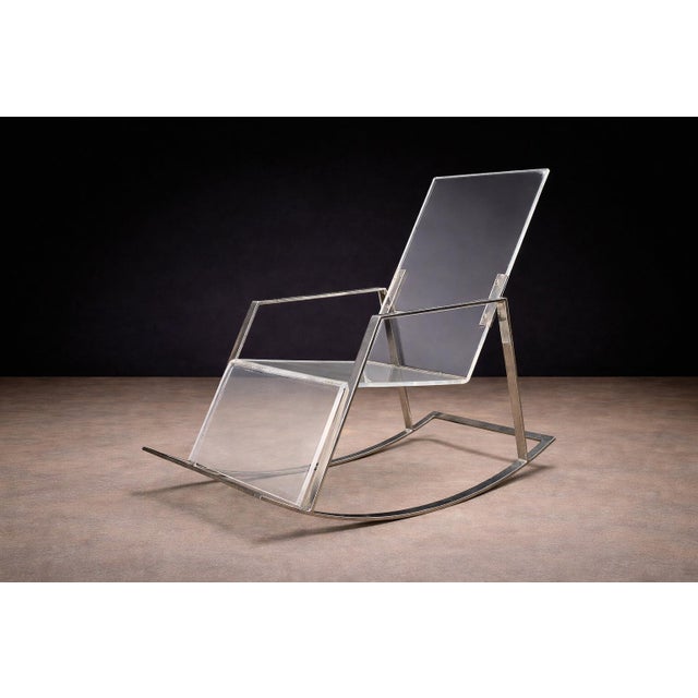 Mid-Century Modern Rocking Chair in Metal and Acrylic, Unknown, 1970s For Sale - Image 3 of 8