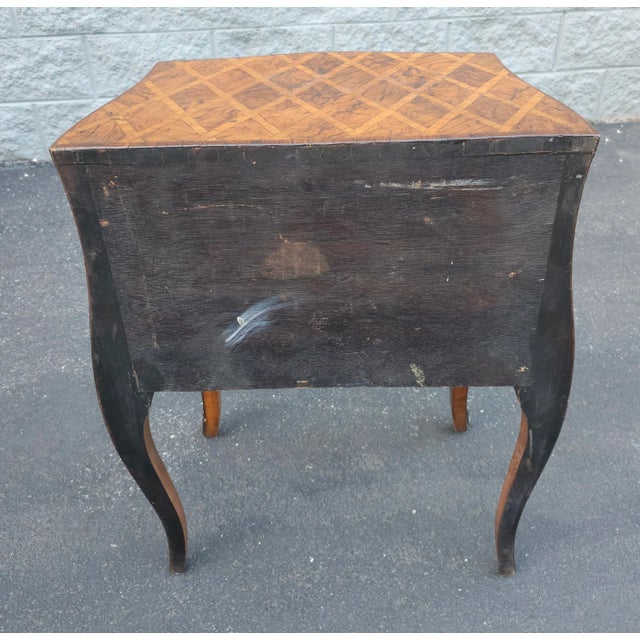 20th C. Italian Parquetry and Marquetry Petite Bombay Chest Commode Side Table For Sale - Image 11 of 11