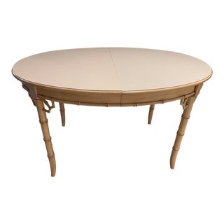 1970s Vintage Mid Century Coastal Chinoiserie Thomasville Allegro Faux Bamboo Dining Table For Sale