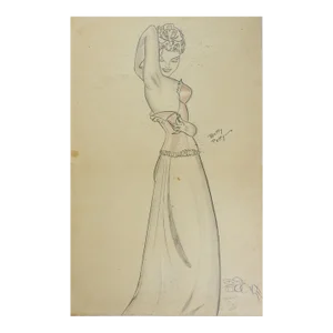Vintage 1930's Pinup Girl Illustration Drawing