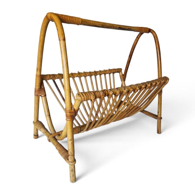 Bring organic texture and mid-century modern sophistication to your space with this vintage bentwood bamboo and rattan...