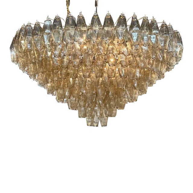Modern Murano Glass Poliheder Chandelier in Fume Color For Sale