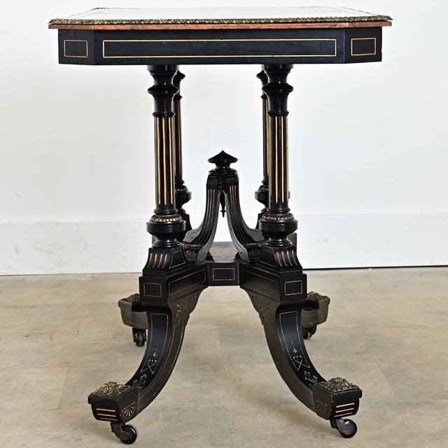 English 19th Century Victorian Ebonized and Inlay Center Table For Sale - Image 13 of 13