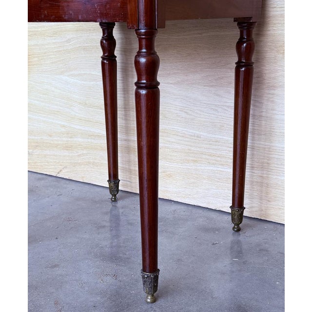 Art Nouveau Mahogany Nightstands with Crest Marble Top, 1900s, Set of 2 For Sale - Image 10 of 11