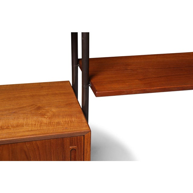 Brown Mid 20th Century Danish Modern Teak Free-Standing Wall Unit With Bar by Lyby Møbelfabrik For Sale - Image 8 of 18