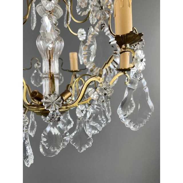 20th Century Louis XV Bronze and Crystal Chandelier with Pendants For Sale - Image 5 of 10