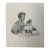 1940s Original Signed Graphite Illustration of Child Playing With Terrier Puppy, 9 × 7.75 In. W For Sale