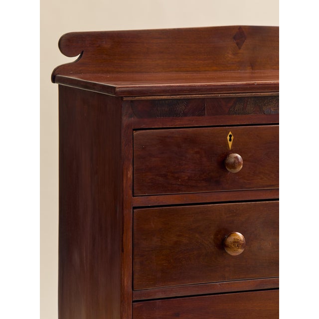 The Vintage Early American Mahogany Dresser With Inlay Detailing For Sale In Chicago - Image 6 of 12