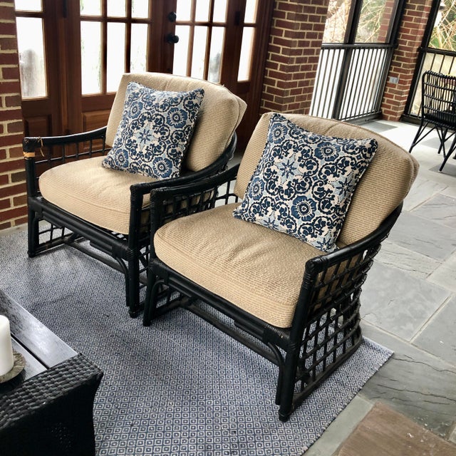 Vintage Painted Rattan Porch Chairs a Pair Chairish