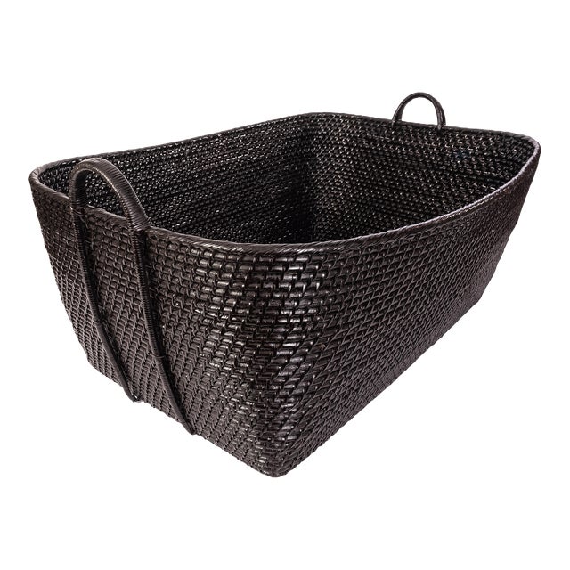 Artifacts Saboga Home Everything Basket with Hoop Handles in Black, Large For Sale