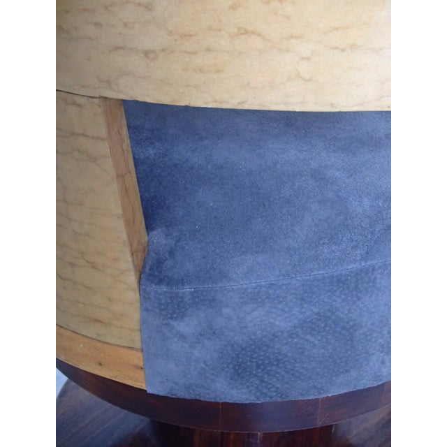 Wood Art Deco Round Maple & Rosewood Side Chair with Nubuck Leather For Sale - Image 7 of 12