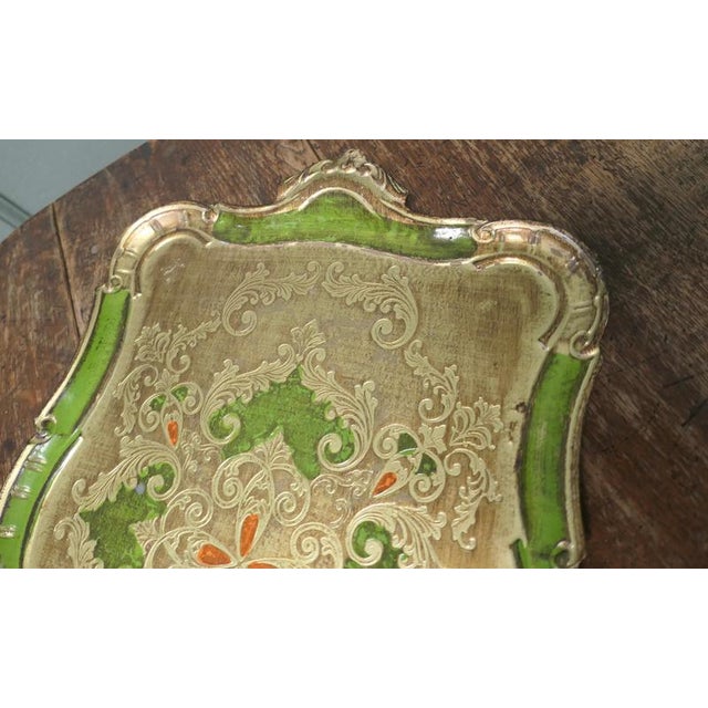 Italian Carved and Gold and Green Painted Sideboard Tray, 1960 For Sale - Image 6 of 8