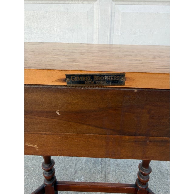 Antique Berkey & Gay Jacobean Revival Carved Walnut Console Table, Gimbel Brothers New York For Sale - Image 12 of 12