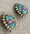 Early Vintage 1980’s Dian Malouf Oxidized Sterling Heart Earrings With Turquoise, Sugilite, & Spiny Oyster Mosaic Center & Beaded Silver Surround For Sale In San Antonio - Image 6 of 11