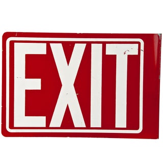 Vintage Red & White Metal Exit Sign For Sale