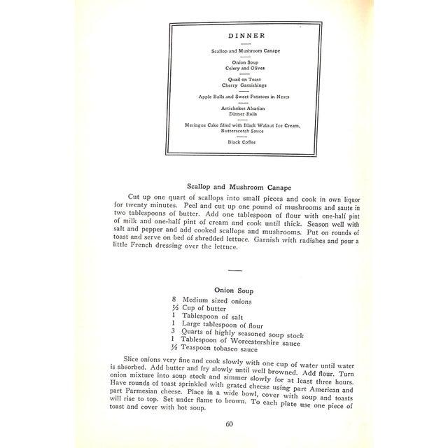 1930s "Choice Menus for Luncheons and Dinners" 1937 Lang, Gladys T. For Sale - Image 5 of 6