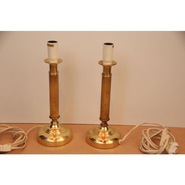Minimalist Gilt Table Lamps, 1970s, Set of 2 For Sale - Image 4 of 16