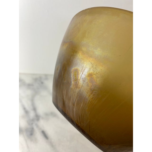 Vintage Arcopal France “Volcan” Frosted Amber Opaline Art Glass Bowl For Sale In Seattle - Image 6 of 12