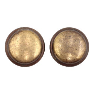 Pair of Classic 1 In. Brass Plated Steel Cabinet Drawer Knobs For Sale