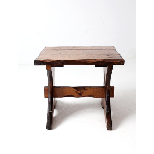 Vintage Rustic Lodge Style Side Table For Sale - Image 9 of 11