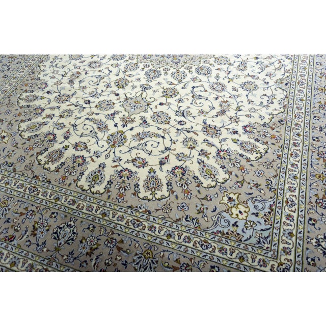 Textile Middle Eastern Hand-Knotted Kashan Rug For Sale - Image 7 of 13
