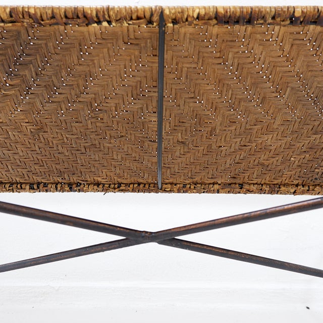 Vintage Wrought Iron and Woven Rattan Coffee Table, 1970s For Sale - Image 6 of 18