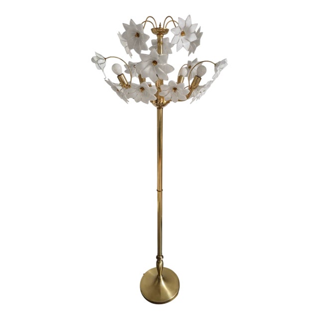 Large Murano Flower Floor Lamp, Italy, 1970s For Sale