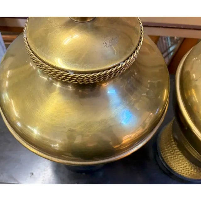 Brass Mid 20th Century Mid Century Modern Frederick Cooper Brass Lamps With a Textured Rope Design For Sale - Image 8 of 8