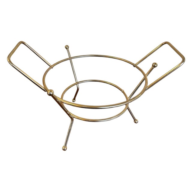 Vintage Mid-Century Modern Glass Serving Bowl With Gold-Tone Metal Stand. For Sale - Image 9 of 10