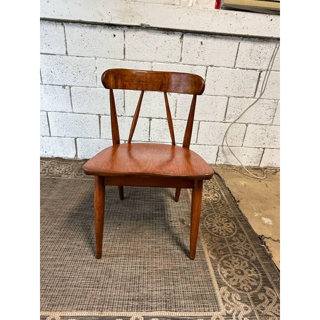Mid Century Solid Wood Curved Spindle Back Dining Chairs- Set of 4 For Sale In Washington DC - Image 6 of 14
