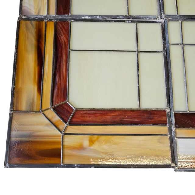 Vintage 1940s Slag Glass Panel – Geometric Mosaic Window, 6 Sections For Sale - Image 9 of 10